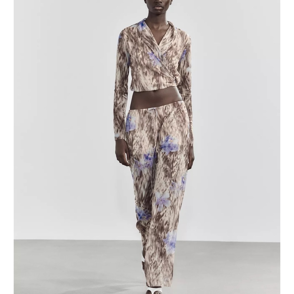 Zara Brown and Blue Patterned Jumpsuit
